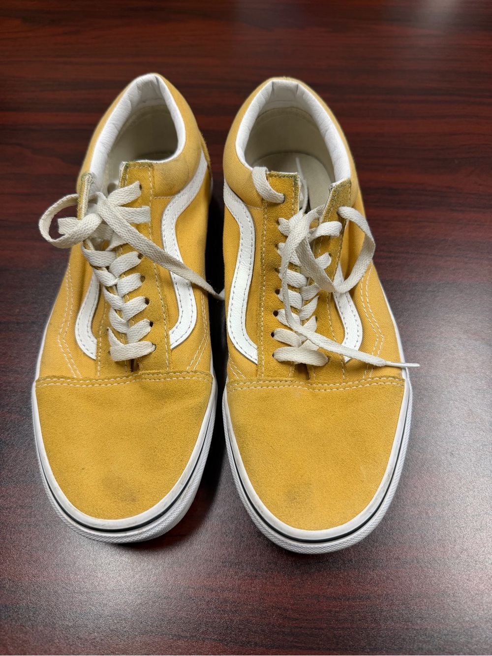 Vans Mustard Yellow Suede Low-Top Sneakers with White Stripe